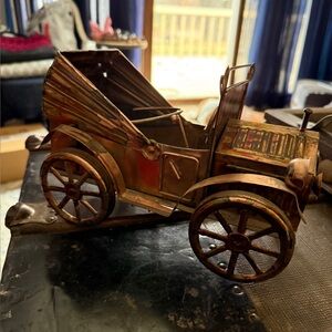 Lucie Sable Ltd. Copper Vintage Metal Car Planter Model